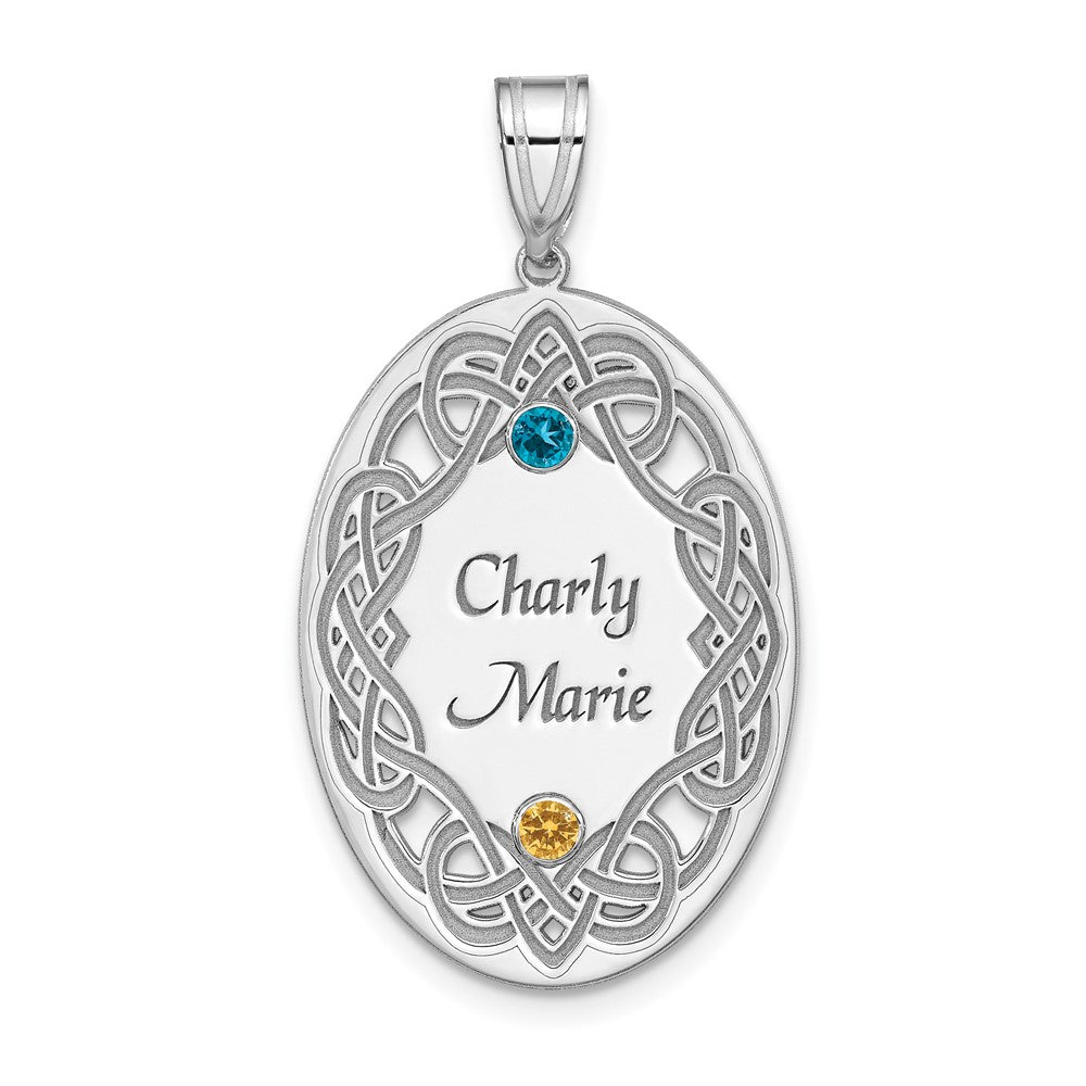 Sterling Silver Rhodium-Plated Crystal Family Pendant