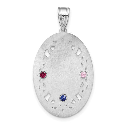 Sterling Silver Rhodium-Plated Crystal Family Pendant