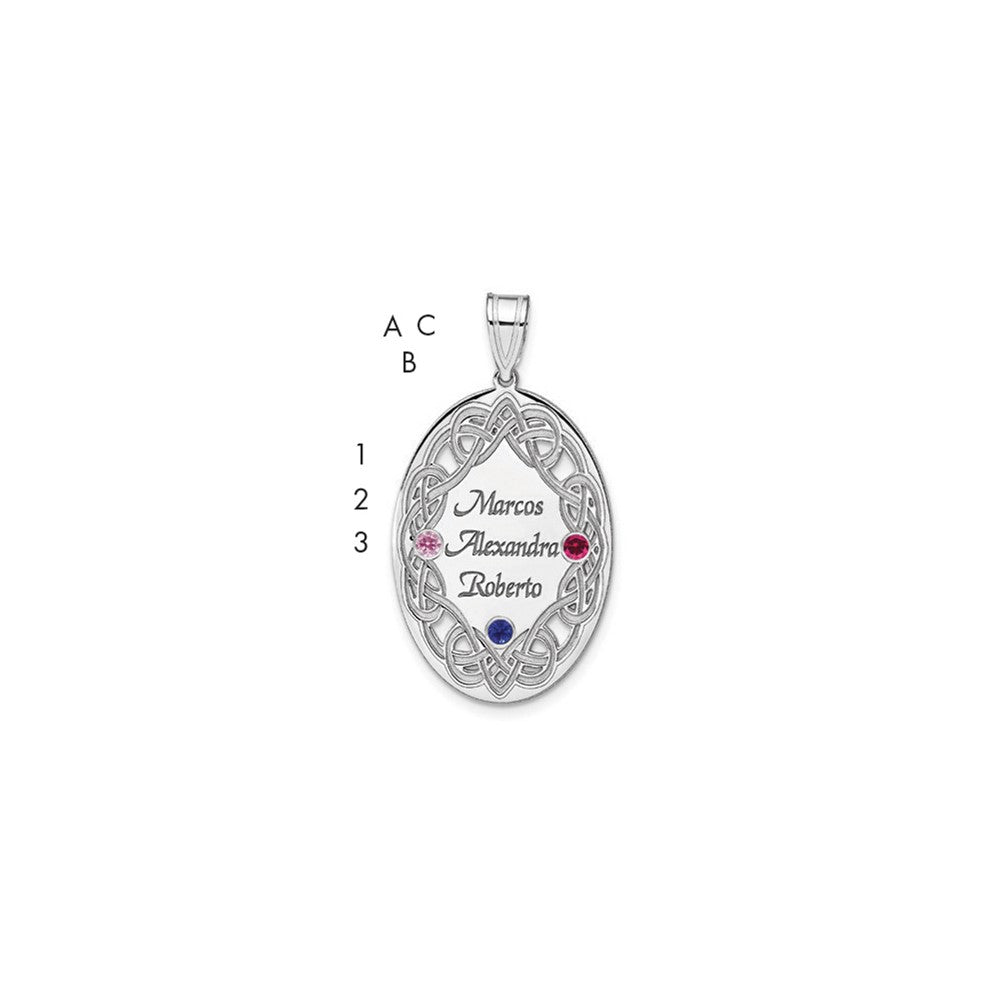 Sterling Silver Rhodium-Plated Crystal Family Pendant