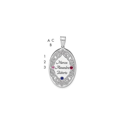 Sterling Silver Rhodium-Plated Crystal Family Pendant