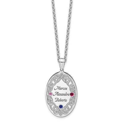 Sterling Silver Rhodium-Plated Crystal Family Pendant