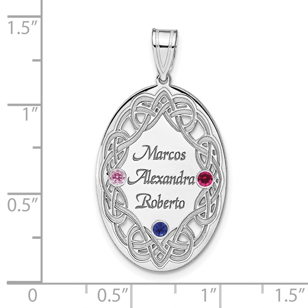 Sterling Silver Rhodium-Plated Crystal Family Pendant