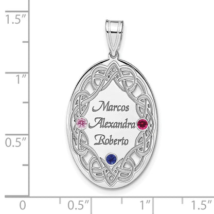 Sterling Silver Rhodium-Plated Crystal Family Pendant