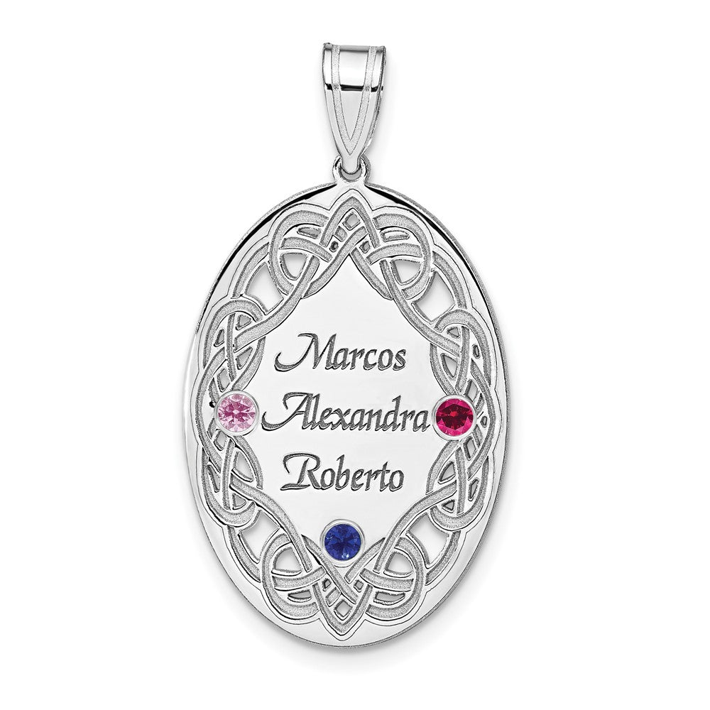 Sterling Silver Rhodium-Plated Crystal Family Pendant
