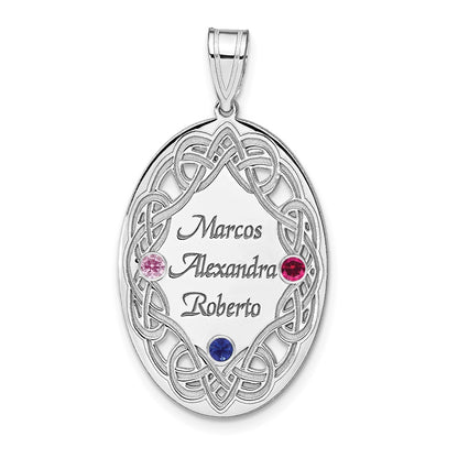 Sterling Silver Rhodium-Plated Crystal Family Pendant