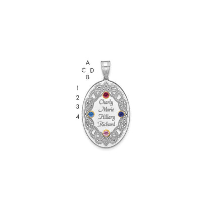 Sterling Silver Rhodium-Plated/14K Bezel Crystal Family Pendant