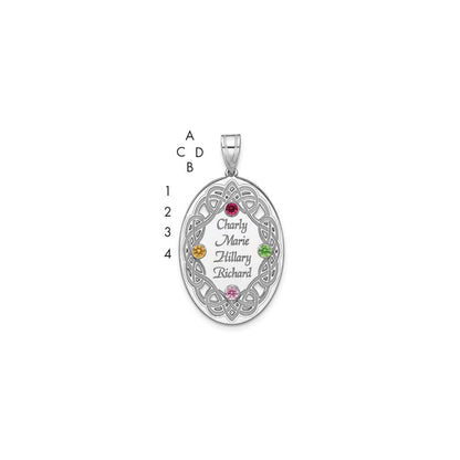 Sterling Silver Rhodium-Plated Crystal Family Pendant