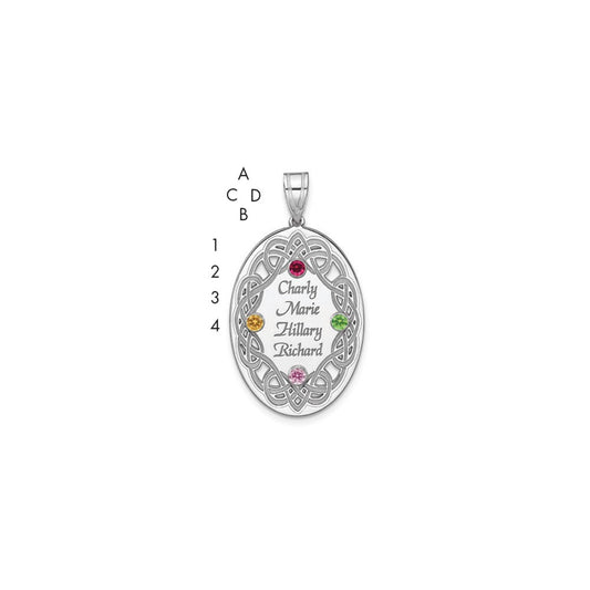 Sterling Silver Rhodium-Plated Crystal Family Pendant
