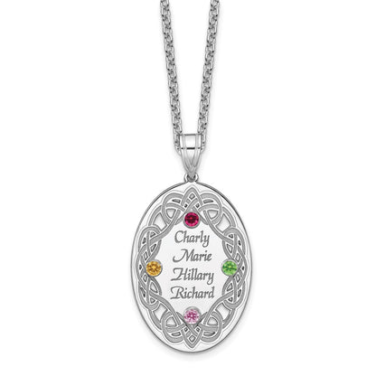 Sterling Silver Rhodium-Plated Crystal Family Pendant