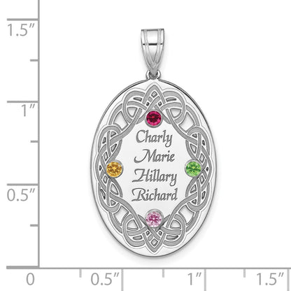 Sterling Silver Rhodium-Plated Crystal Family Pendant