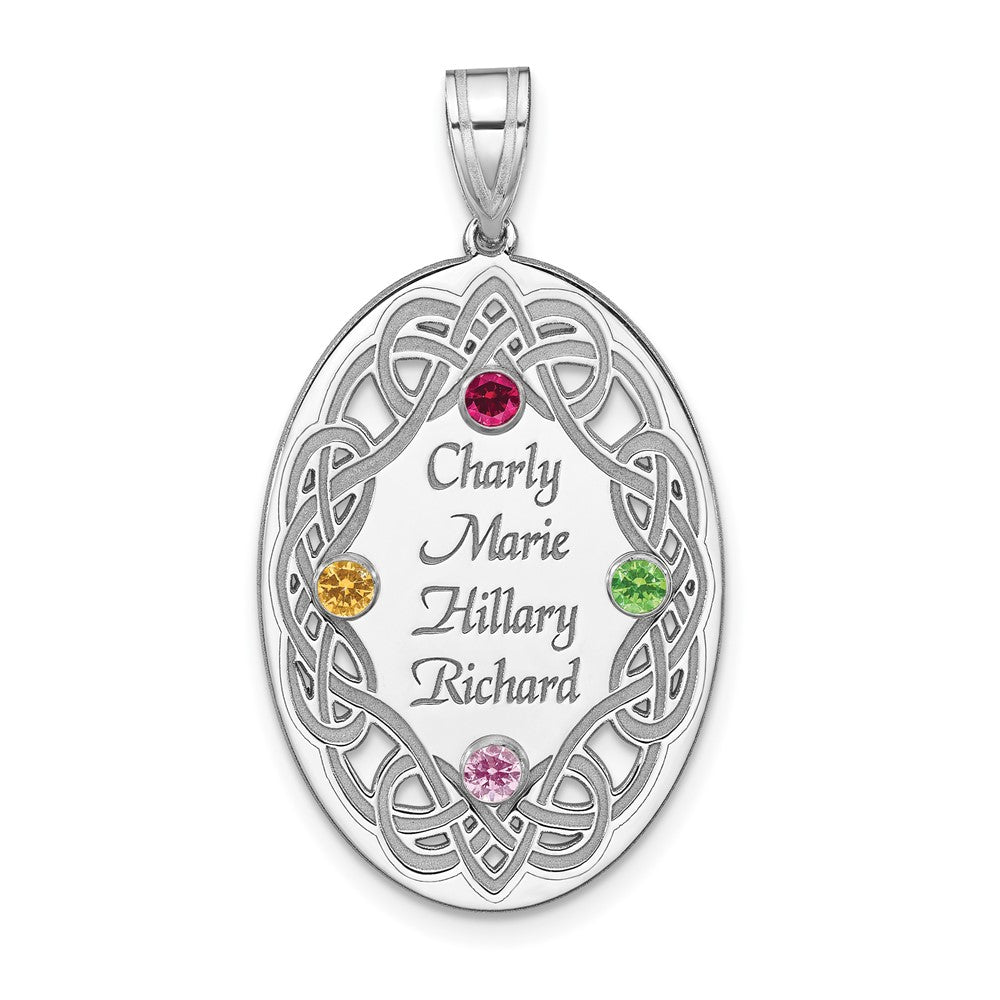 Sterling Silver Rhodium-Plated Crystal Family Pendant
