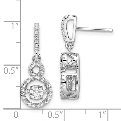 Sterling Silver Brilliant Embers Rhodium-Plated 66 Stone Cz Moving Center Vibrant With Micro Pav Infinity Dangle Post Earrings