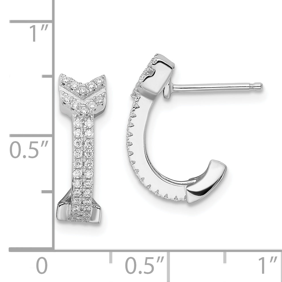 Sterling Silver Brilliant Embers Rhodium-Plated 76 Stone Micro Pav Cz Arrow Earrings