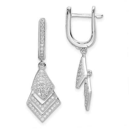 Sterling Silver Brilliant Embers Rhodium-Plated 114 Stone Micro Pav Cz Hinged Dangle Earrings