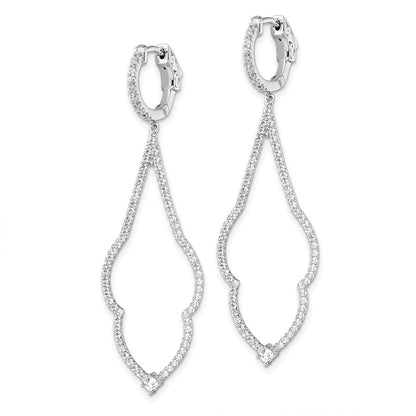 Sterling Silver Brilliant Embers Rhodium-Plated 156 Stone Micro Pav Cz Hinged Hoop Dangle Earrings