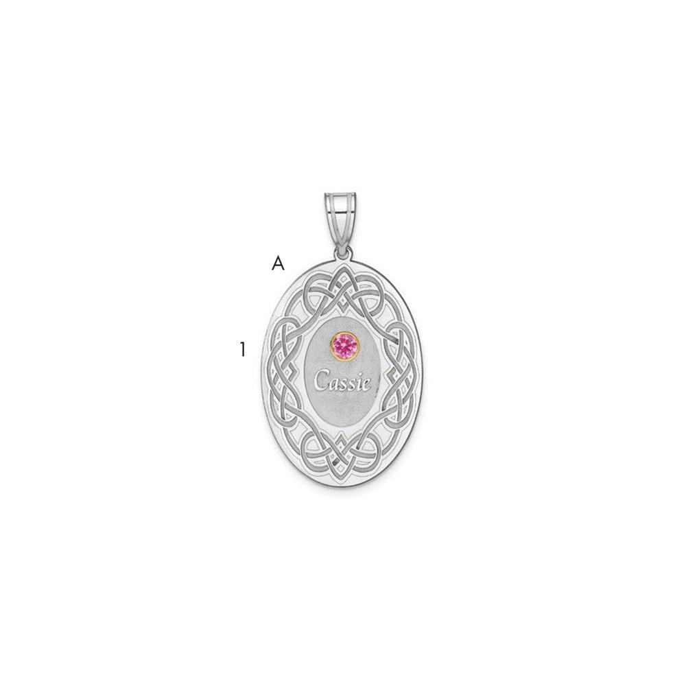 Sterling Silver Rhodium-Plated/14K Bezel Crystal Family Pendant