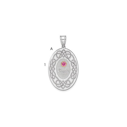 Sterling Silver Rhodium-Plated/14K Bezel Crystal Family Pendant