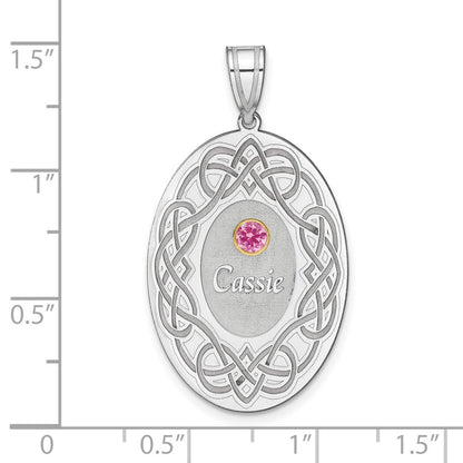 Sterling Silver Rhodium-Plated/14K Bezel Crystal Family Pendant