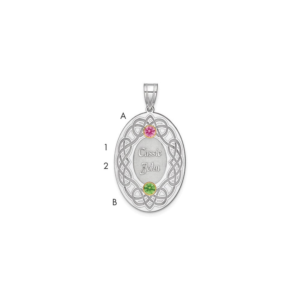 Sterling Silver Rhodium-Plated/14K Bezel Crystal Family Pendant