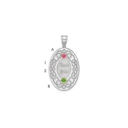 Sterling Silver Rhodium-Plated/14K Bezel Crystal Family Pendant