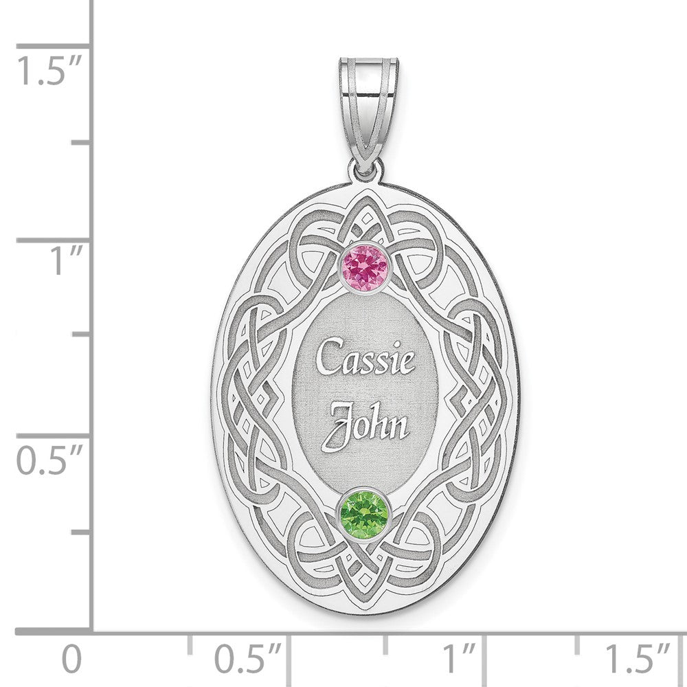 Sterling Silver Rhodium-Plated Crystal Family Pendant