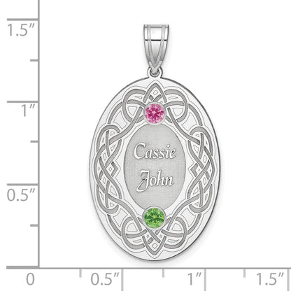 Sterling Silver Rhodium-Plated Crystal Family Pendant