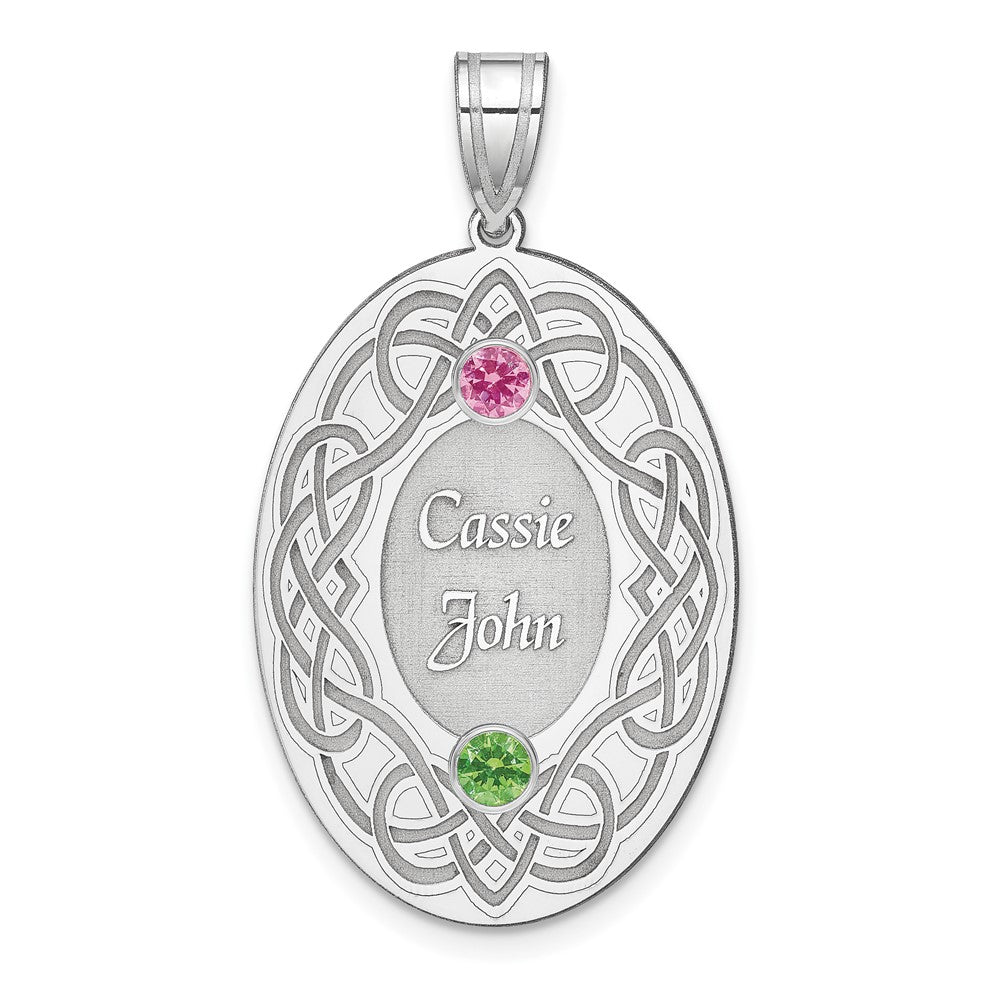 Sterling Silver Rhodium-Plated Crystal Family Pendant