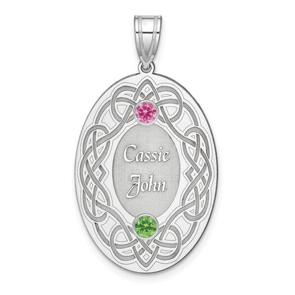 Sterling Silver Rhodium-Plated Crystal Family Pendant