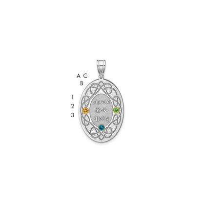 Sterling Silver Rhodium-Plated/14K Bezel Crystal Family Pendant