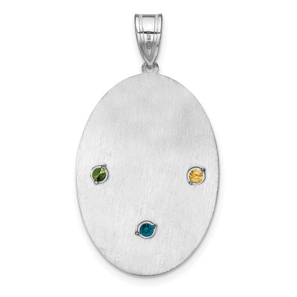 Sterling Silver Rhodium-Plated Crystal Family Pendant