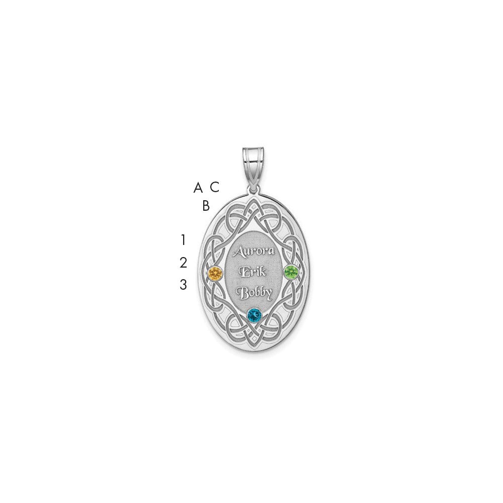 Sterling Silver Rhodium-Plated Crystal Family Pendant