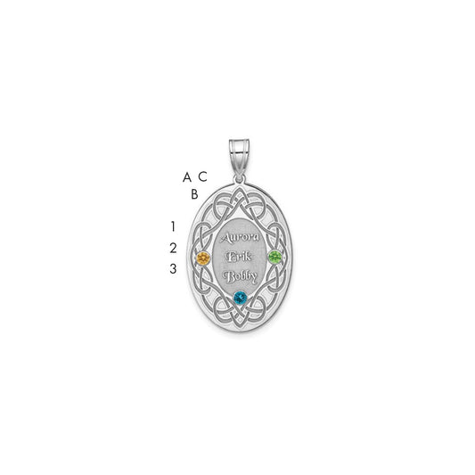 Sterling Silver Rhodium-Plated Crystal Family Pendant