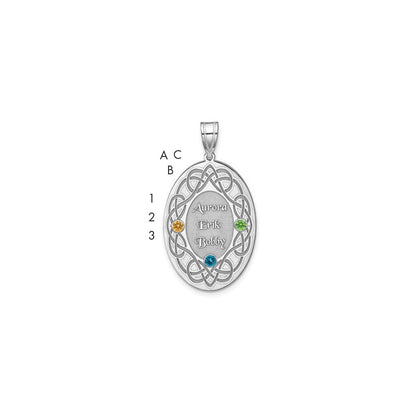 Sterling Silver Rhodium-Plated Crystal Family Pendant