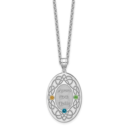 Sterling Silver Rhodium-Plated Crystal Family Pendant