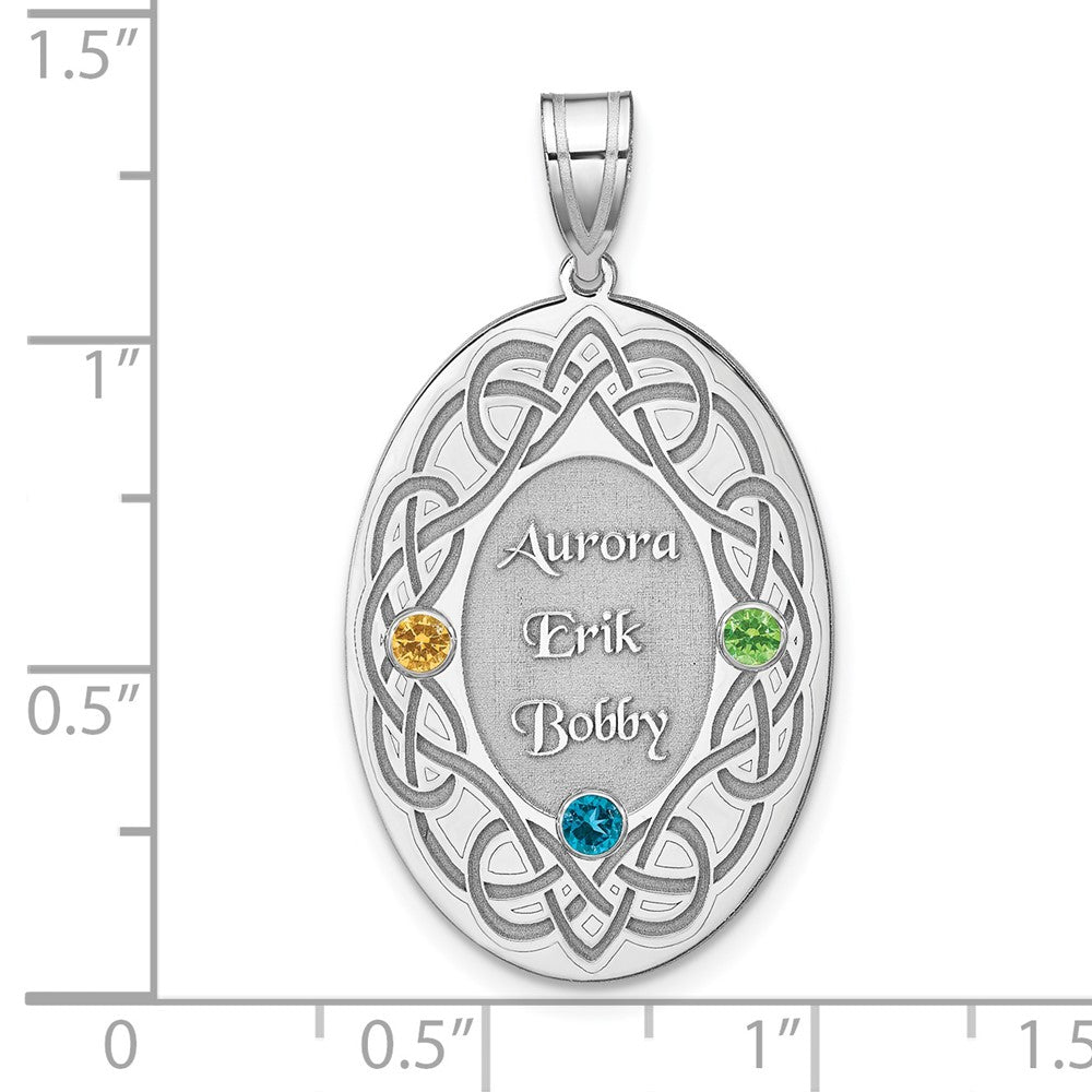 Sterling Silver Rhodium-Plated Crystal Family Pendant