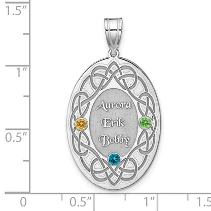 Sterling Silver Rhodium-Plated Crystal Family Pendant