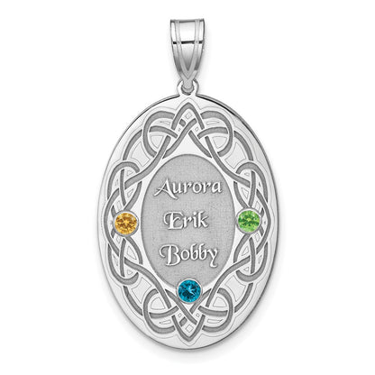 Sterling Silver Rhodium-Plated Crystal Family Pendant