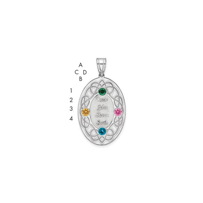 Sterling Silver Rhodium-Plated Crystal Family Pendant