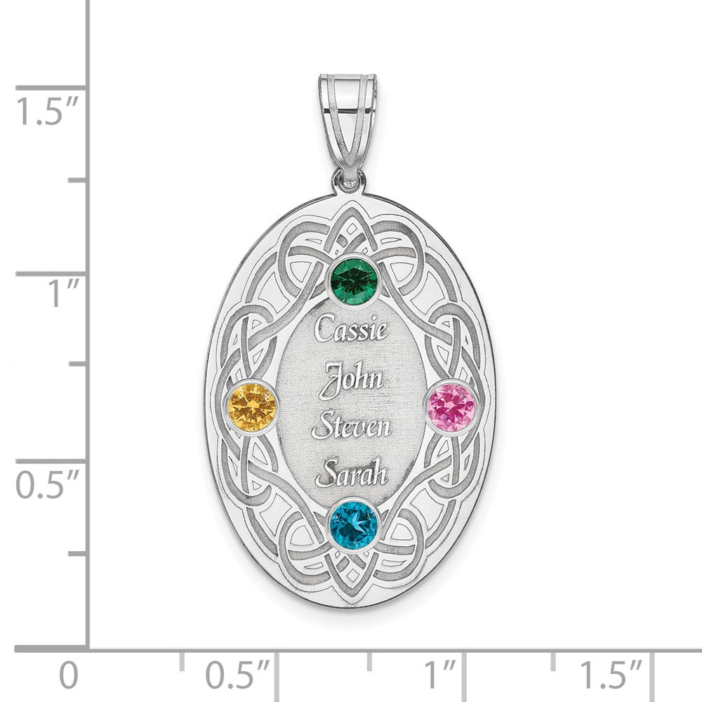 Sterling Silver Rhodium-Plated Crystal Family Pendant
