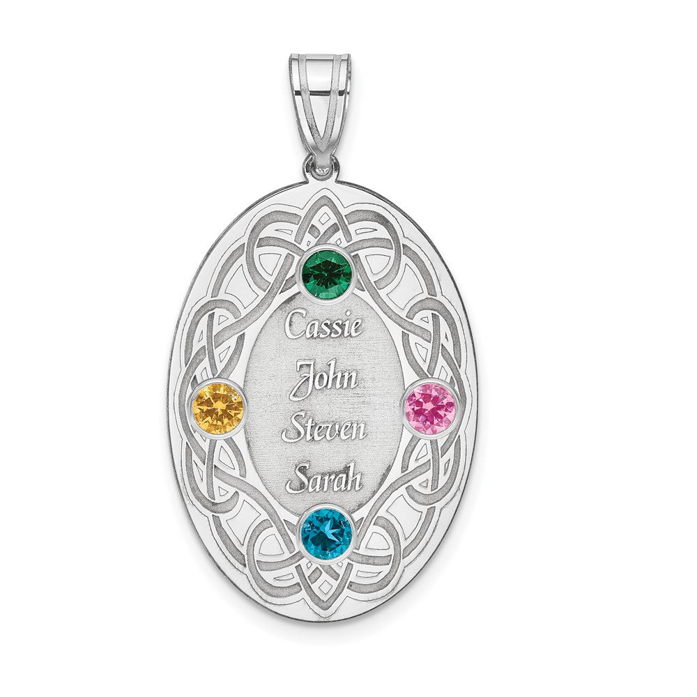 Sterling Silver Rhodium-Plated Crystal Family Pendant