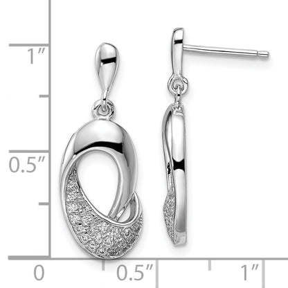Sterling Silver Brilliant Embers Rhodium-Plated 42 Stone Micro Pav Cz Dangle Post Earrings