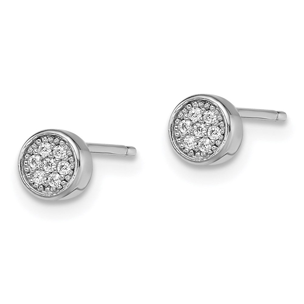 Sterling Silver Brilliant Embers Rhodium Plated 14 Stone Micro Pav‚Äö Cz Polished Post Earrings