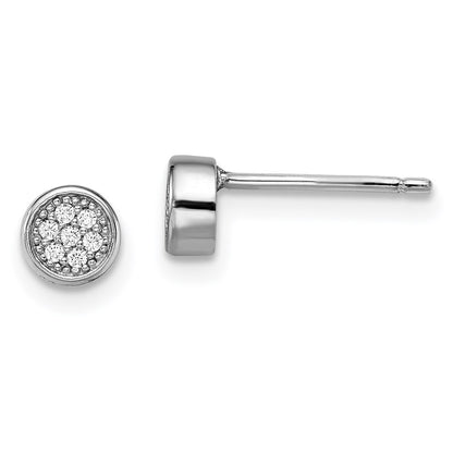 Sterling Silver Brilliant Embers Rhodium Plated 14 Stone Micro Pav‚Äö Cz Polished Post Earrings