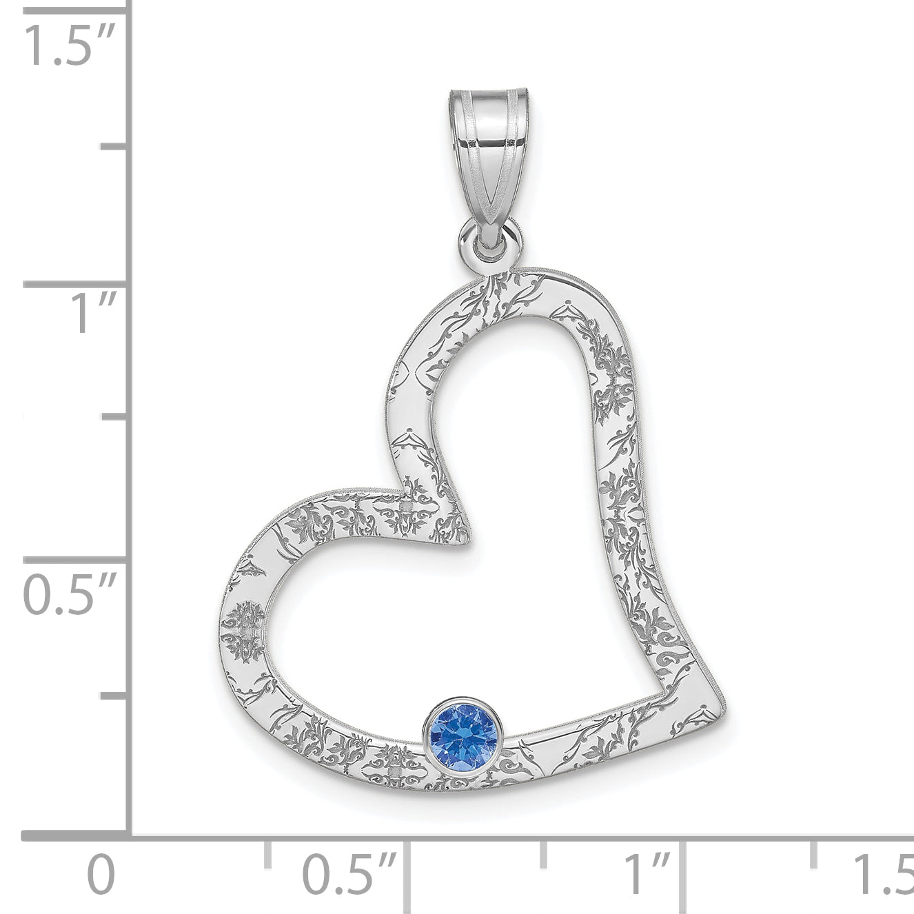 Sterling Silver Ss/Rhodium-Plated 1 Birthstone Heart With Ss Bezel Family Pendant