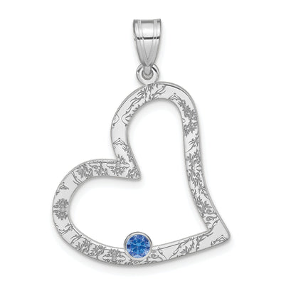 Sterling Silver Ss/Rhodium-Plated 1 Birthstone Heart With Ss Bezel Family Pendant