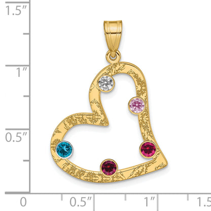 Ss/Gold Plated Sterling Silver/Gold-Plated 5 Birthstone Heart With Ss Bezel Family Pendant