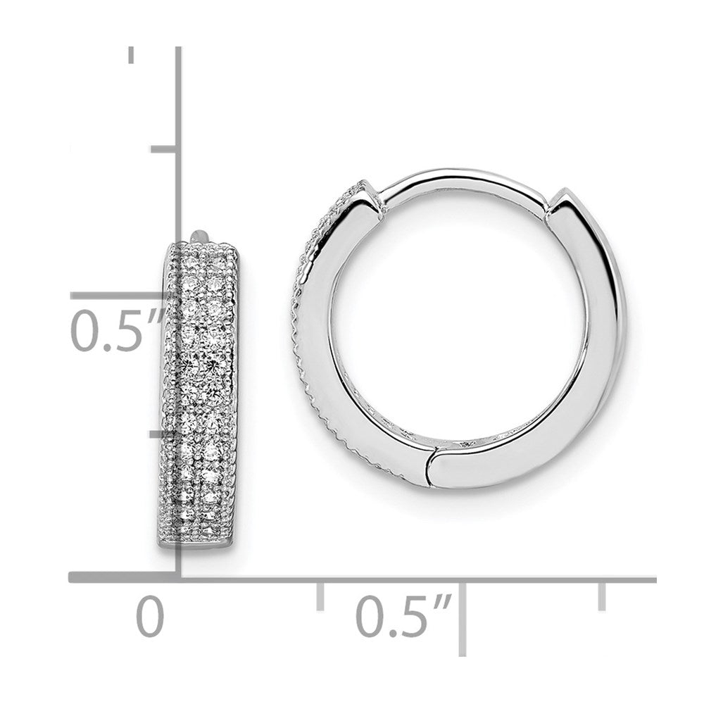 Brilliant Embers Sterling Silver Rhodium-plated 48 Stone Micro Pav‚ CZ Hinged Hoop Earrings