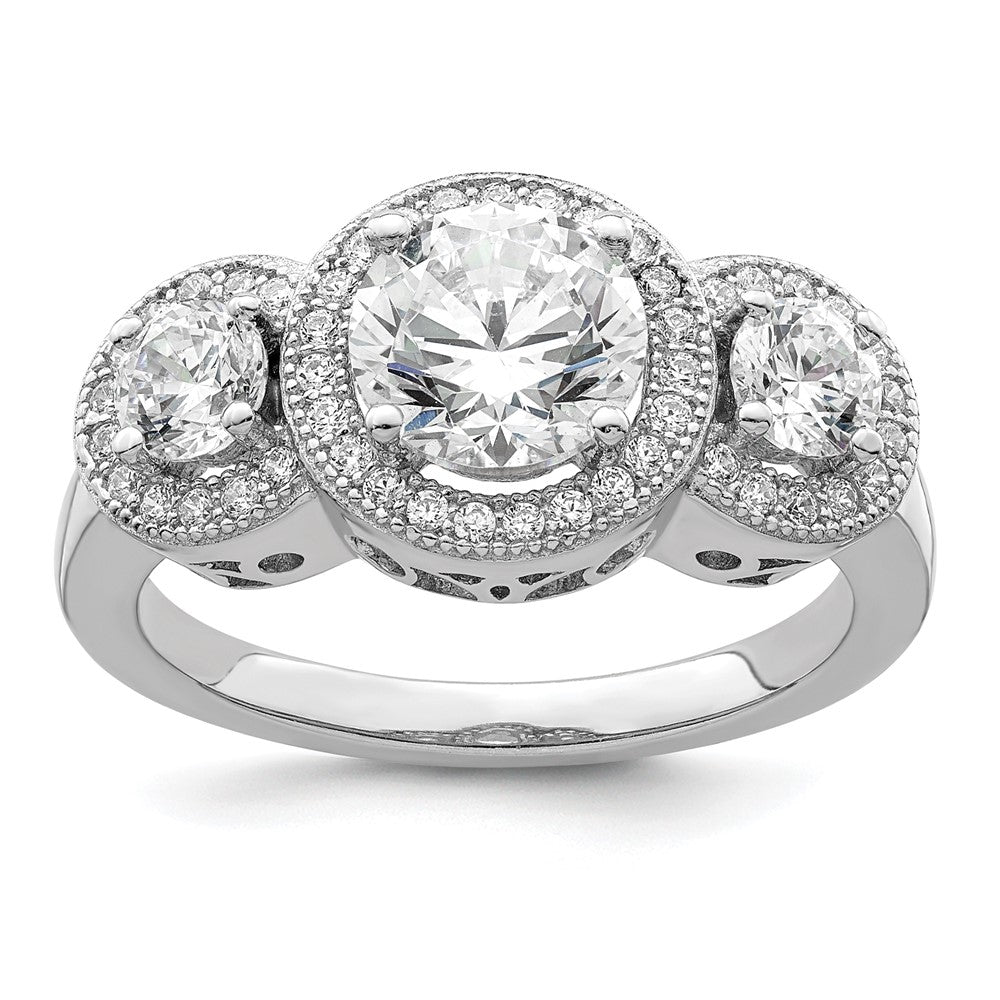 Sterling Silver Brilliant Embers Rhodium-Plated 50 Stone Micro Pav Cz Ring