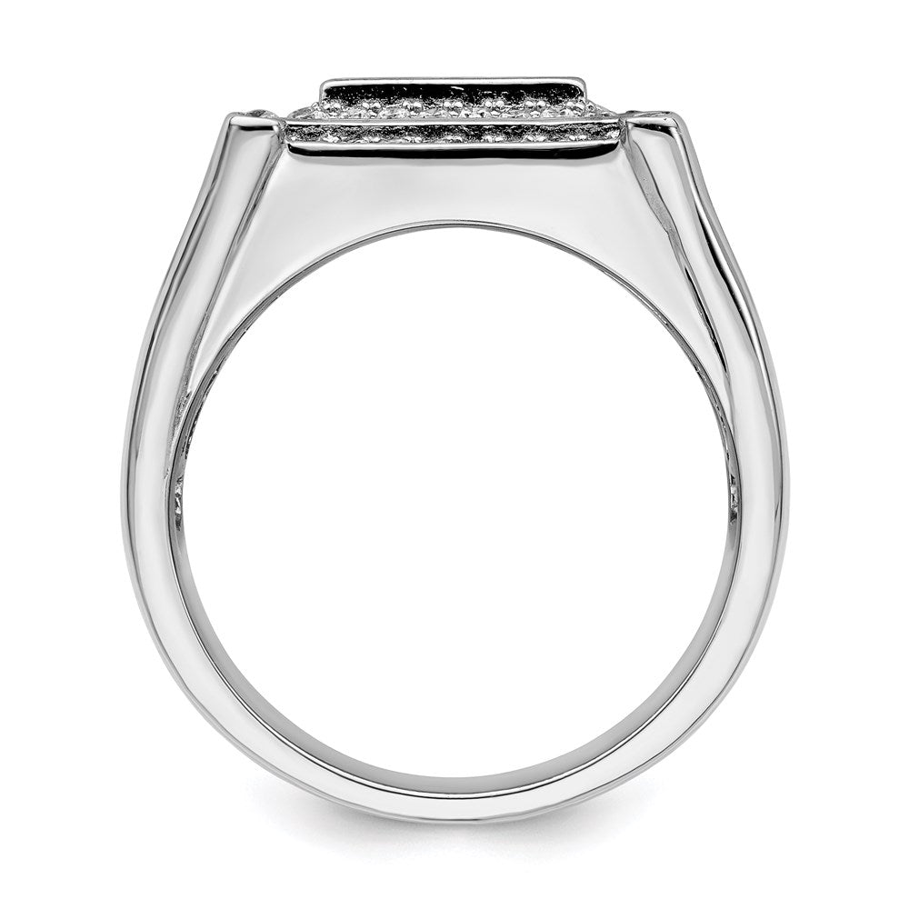 Sterling Silver Brilliant Embers Rhodium-Plated 109 Stone Micro Pav Cz Men'S Ring