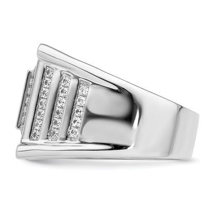 Sterling Silver Brilliant Embers Rhodium-Plated 109 Stone Micro Pav Cz Men'S Ring